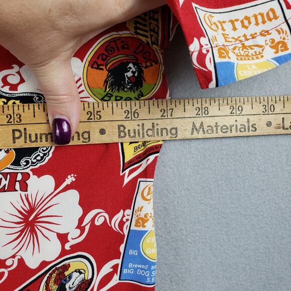 Vintage Big Dogs Men's Size 2X Hawiaan Shirt Red Tropical Dog Print Travel Bold - Picture 5 of 7